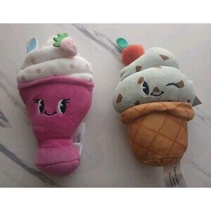 Target Set of 2 Ice Cream Plushies , Mint Cone, Sundae Exclusive